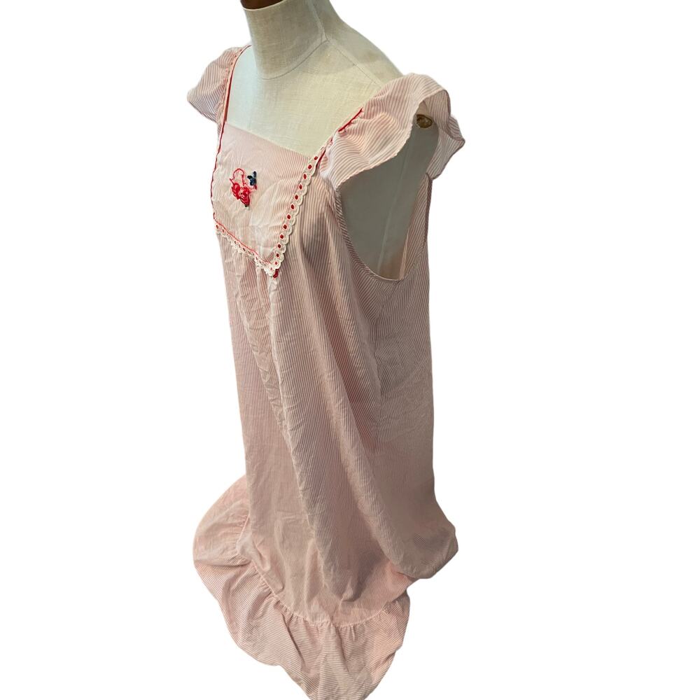 Vintage 60s 70s Kittens by Katz Long Candy Stripe Nightgown - Picture 4 of 8